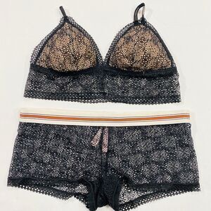 Victoria’s Secret Sheer Mesh Lace padded bralette & shortie mini short set S